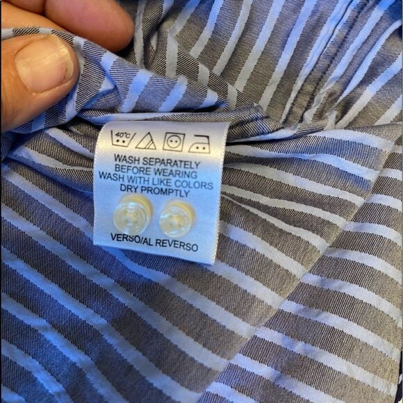 BEN SHERMAN Blue Stripes Dress Shirt.Size 16 1/2 - Picture 8 of 9